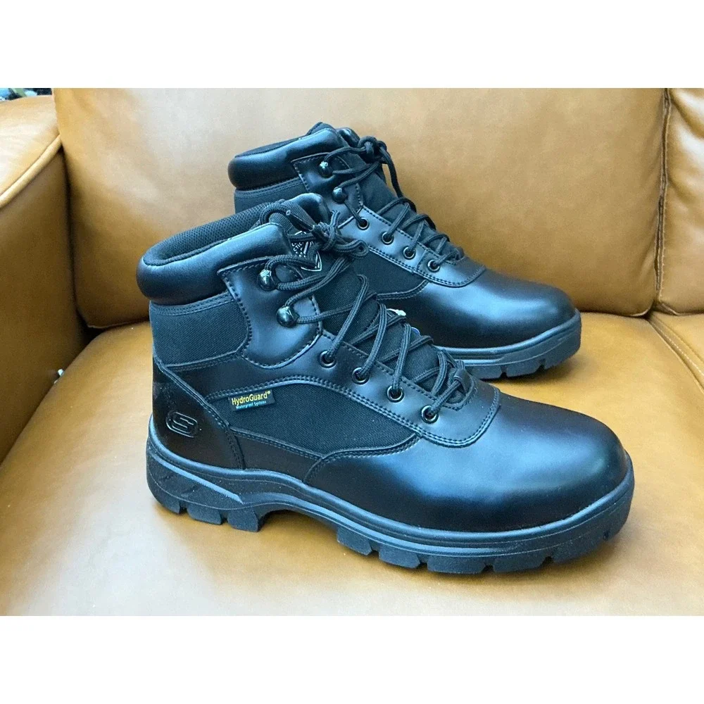 Skechers Wascana Benen Work Boots Mens 9.5 Black New Waterproof Tactical 77526W